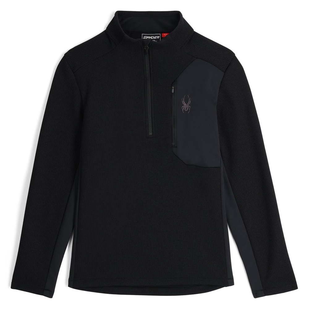 Spyder Black Mens Bandit Half Zip Fleece Pullover Jacket - Black NWT Large